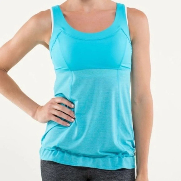 Lululemon Run: Ta Ta Topper tank top Spry Blue empire waist 16756 - Picture 2 of 13